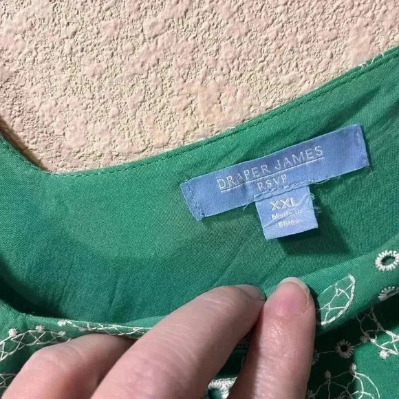 Draper James Mini Dress Womens XXL Green Fit & Flare Embroidered Eyelet Lined - Picture 4 of 7
